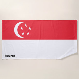 Serviette De Plage Drapeau Singapour Splendide patriotique