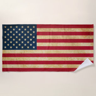 Serviette De Plage Drapeau Vintage patriotique américain