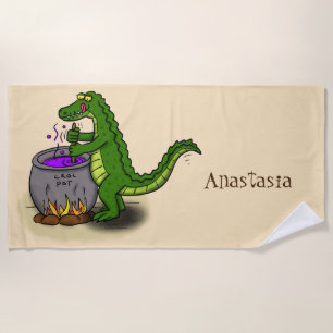 Serviette De Plage Drôle alligator vert cuisine dessin animé
