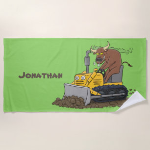 Serviette De Plage Drôle bulldozer de conduite de taureaux