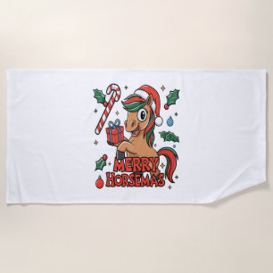 Serviette De Plage Drôle Cheval Joyeux Horsemas