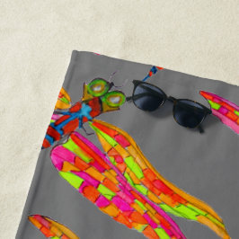 Serviette De Plage Drôle dragonfly art style plage