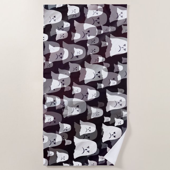 Serviette De Plage drôle, fantômes, fantôme, halloween, lustré, or, (Devant)