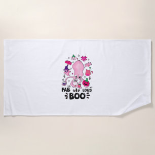 Serviette De Plage Drôle Halloween Pink Cat Ghost Jonglage Octopus Fa