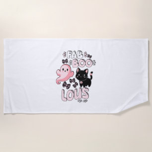 Serviette De Plage Drôle Halloween rose Fantôme Spooktacular Chat Fab
