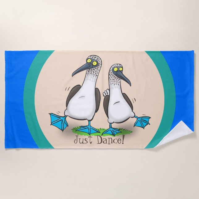 Serviette De Plage Drôle, joyeux croquis à pieds bleus dansant dessin (Devant)