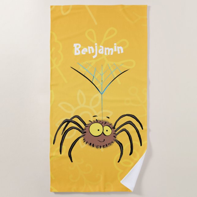 Serviette De Plage Drôle mignon dessin animé d'araignée moelleuse (Devant)