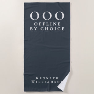 Serviette De Plage Drôle personnalisé bleu marine blanc OOO minimalis