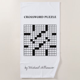 Serviette De Plage Drôle personnalisé noir blanc mot croisé puzzle