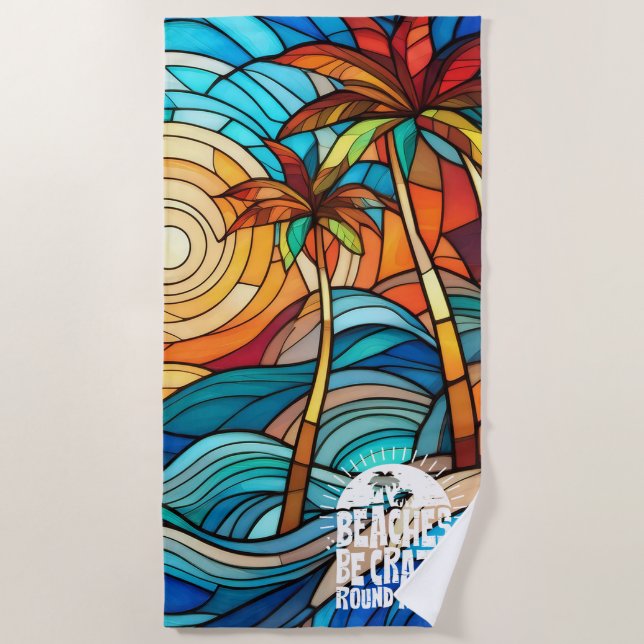 Serviette De Plage Drôle plage de citation être fou (Devant)