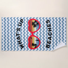 Serviette De Plage Drôle 'What's Up, Beaches' Retro Sunset Lunettes d