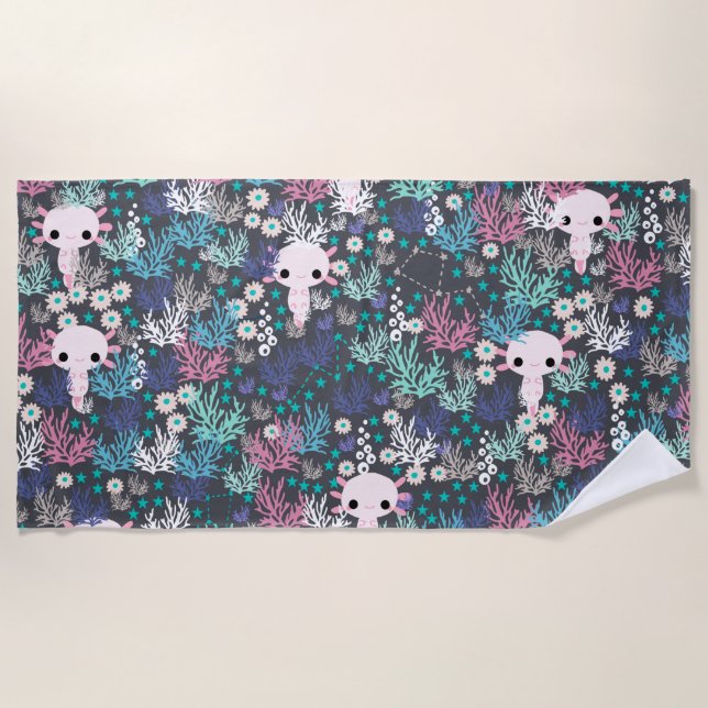 Serviette de plage du Cute Axolotl (Devant)
