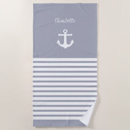 Serviette De Plage Dusty Bleu Blancs Blancs Nautique Personnalisé