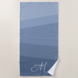 Serviette De Plage Dusty Blue Monogramme Géométrique