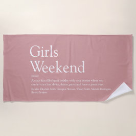 Serviette De Plage Dusty Rose Personnalisé Girls Weekend Définition