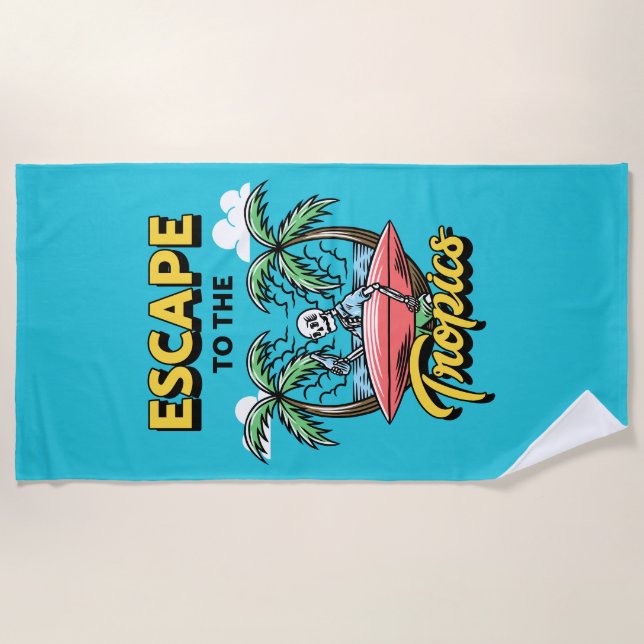 Serviette De Plage Échapper au Surf squelette des Tropiques (Devant)