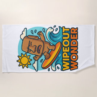 Serviette De Plage Échec du Surf Wipeout Moai Chibi
