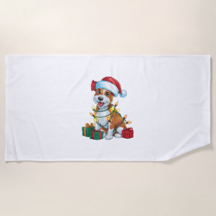 Serviette De Plage Éclairage de Noël Chapeau Cardigan Welsh Corgi Chi