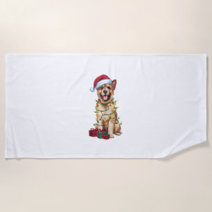 Serviette De Plage Éclairage de Noël Chapeau de Noël Bouvier des Flan