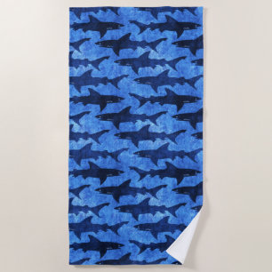 Serviette De Plage École bleue lumineuse de plage de coupure de