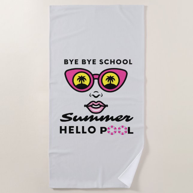 Serviette De Plage École Hello Summer Pool (Devant)