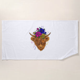 Serviette De Plage Écossais Highland Vache Vache Vache Whisperer Agri