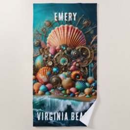 SERVIETTE DE PLAGE ÉCRAN À VAPEUR WHIMSIQUE SUR BLEUE