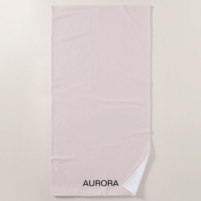 Serviette De Plage Élégant Beige Bleu Nom personnalisé (Devant)