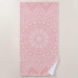 Serviette De Plage Elégant Boho Mandala Blush Pink
