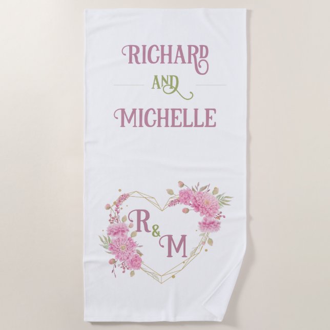Serviette De Plage Elegant minimal Chic Initial letter monogram name (Devant)