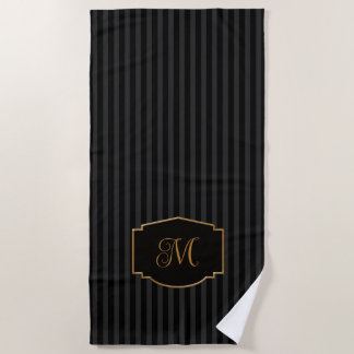 Serviette De Plage Élégant monogramme rayé raffiné