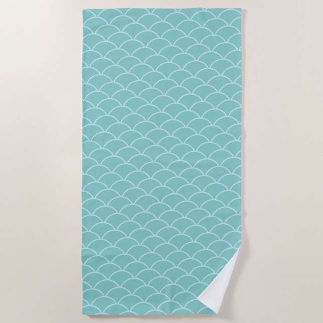 Serviette De Plage Élégant Motif de sirène sur Turquoise clair (Devant)