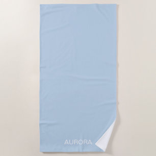 Serviette De Plage Élégant Poudre Bleu Nom personnalisé -