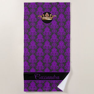 Serviette De Plage Élégant, Vintage, Damas victorien Personnalisé