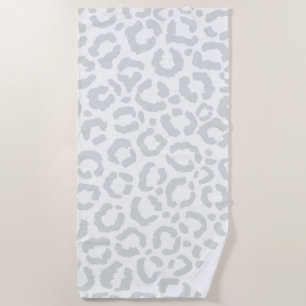 Serviette De Plage Elegant White Gray Leopard Cheetah Animal Print