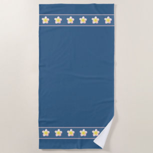 Serviette De Plage Elégante Frangipani Plumeria Flowers on Award Blue