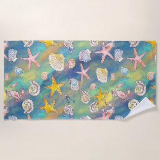 Serviette De Plage Élément marin Poisson étoilée Catalogue de la mer