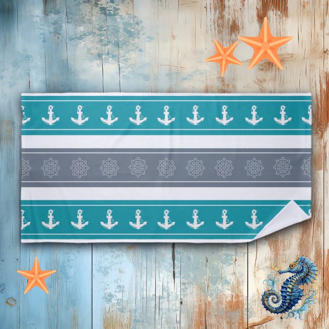 Serviette De Plage Éléments nautiques du bateau Motif (Créateur téléchargé)