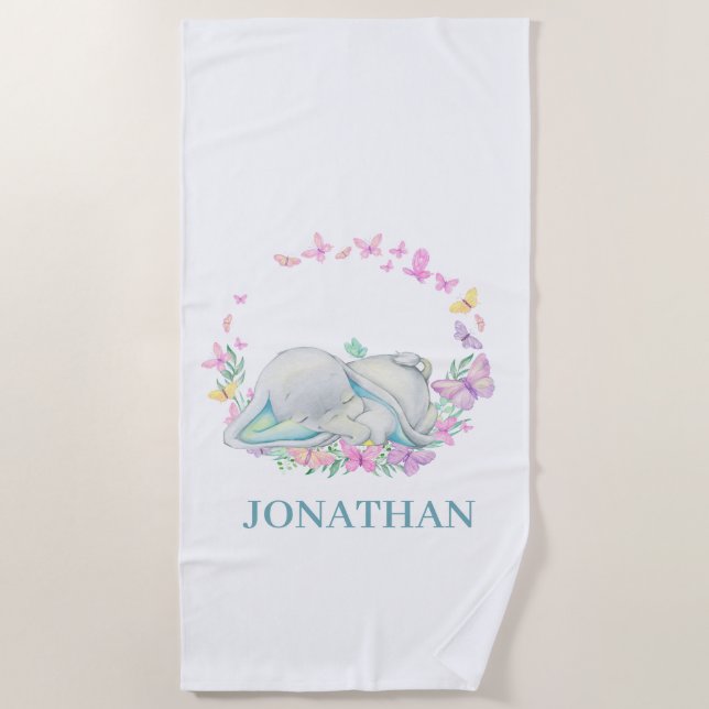 Serviette De Plage Eléphant BLUE BUTTERFLY Beach Towne (Devant)