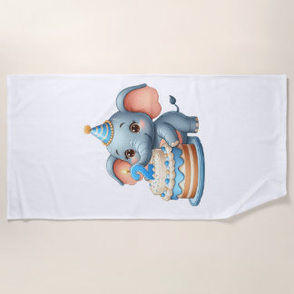 Serviette De Plage Éléphant Mignon 2ème Anniversaire