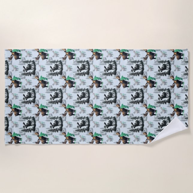 Serviette De Plage Elk Moose Antlers Deer Design Motif (Devant)