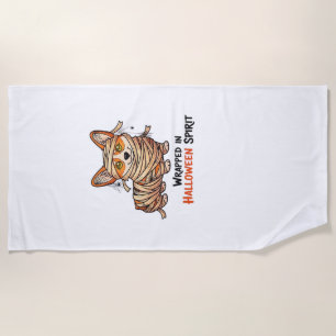 Serviette De Plage Emballé dans l'esprit d'Halloween � Mummy Corgi av