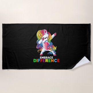 Serviette De Plage Embrace Difference Unicorn Autism Awareness Divers