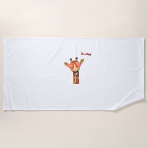 Serviette De Plage emoji heureux yeux d'amour girafe visage