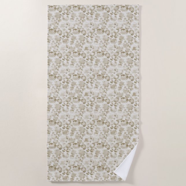 Serviette De Plage Empreinte de léopard à la crème (Devant)