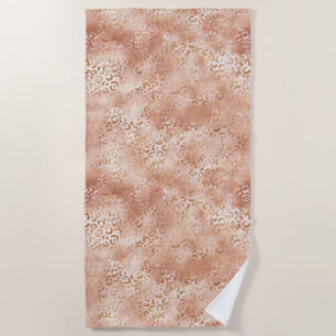 Serviette De Plage Empreinte de léopard blanc Rose Peach