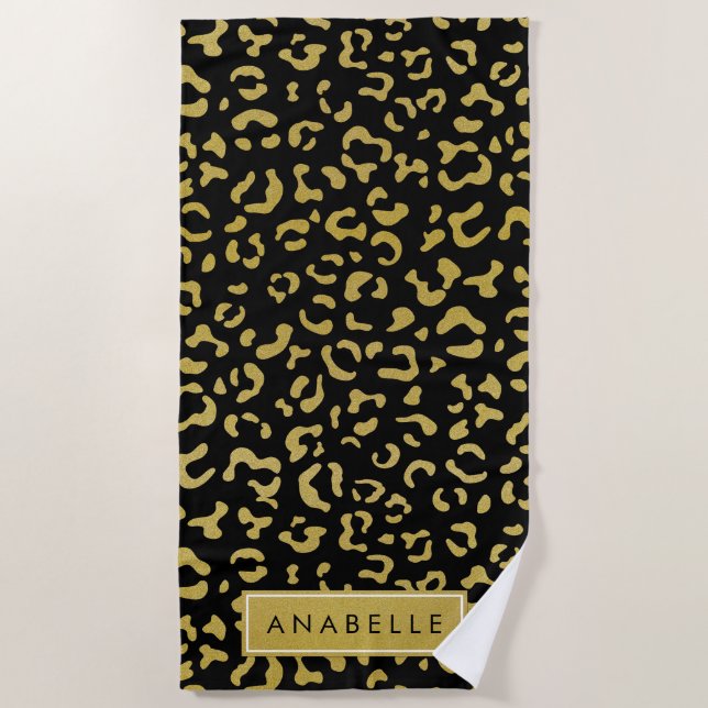 Serviette De Plage Empreinte de léopard, Leopard d'or, Parties scinti (Devant)