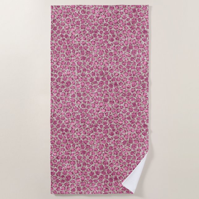 Serviette De Plage Empreinte de léopard Parties scintillant rose fill (Devant)