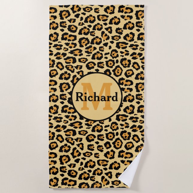 Serviette De Plage Empreinte de léopard personnalisé (Devant)
