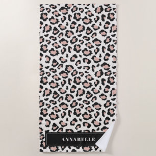 Serviette De Plage Empreinte de léopard première typographie bleu mod